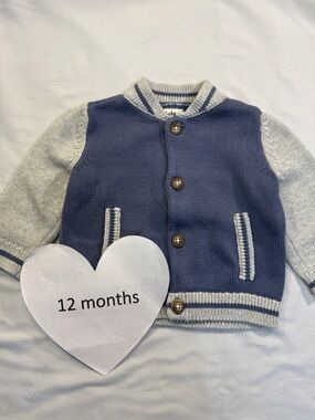 OshKosh B'gosh - Blue and Gray Kids Sweater Cardigan